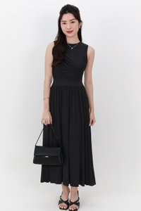 Darrie Drape Tank Dress in Black