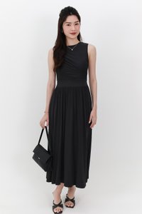 Darrie Drape Tank Dress in Black