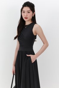 Darrie Drape Tank Dress in Black