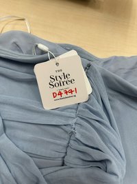 DEFECT | Madeline Mesh One Shoulder Jumpsuit in Light Blue in XS