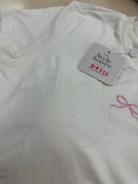 DEFECT | Raye Ribbon Embroidery Padded Tee in White x Cool Pink in M DEFECT | Raye Ribbon Embroidery Padded Tee in White x Cool Pink in M