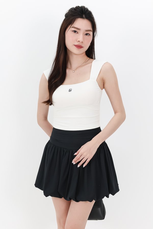 Ena Embroidery Crop Top in White