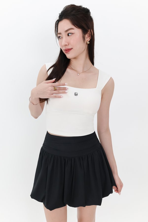 Ena Embroidery Crop Top in White