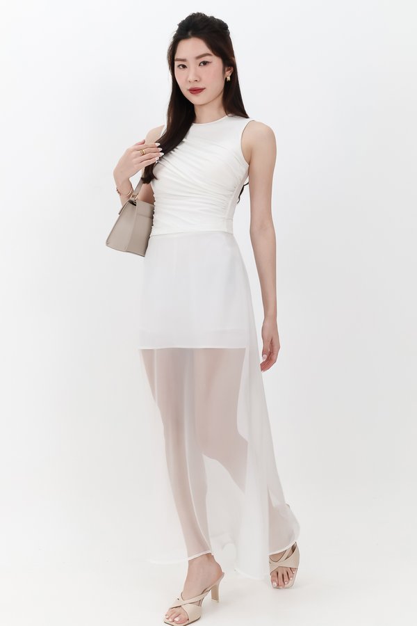 DEFECT | Diana Drape Padded Tank Top in White in M
