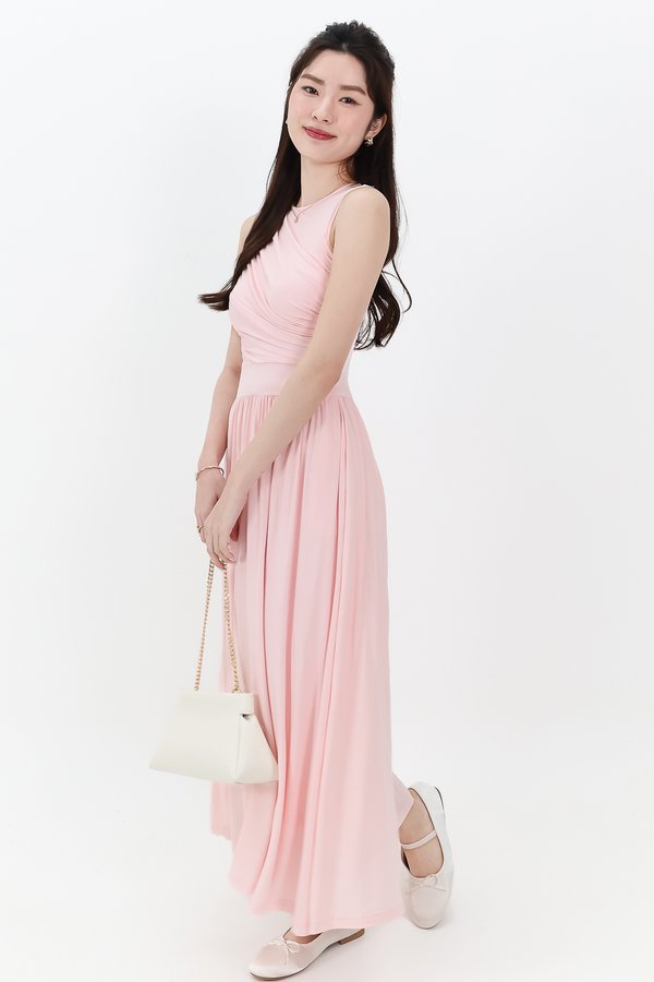 SALES EXCLUSIVE DEFECT | Darrie Drape Tank Dress in Light Pink