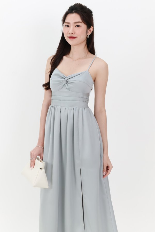 Terella Twist Knot Dress in Teal Blue