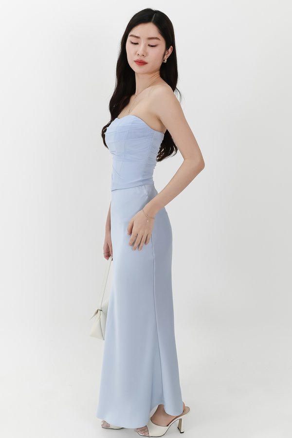 DEFECT | Chelsea Co-ord Satin Skirt in Light Blue ( Regular Length ) in XXS