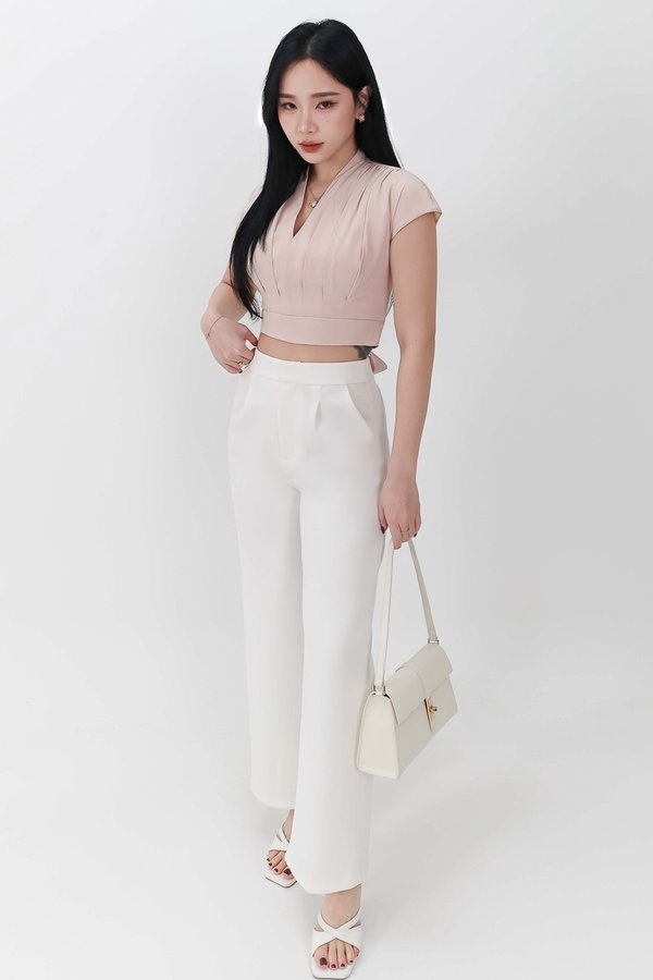 DEFECT | Pia Pleated Sleeved Top in Light Pink in XS