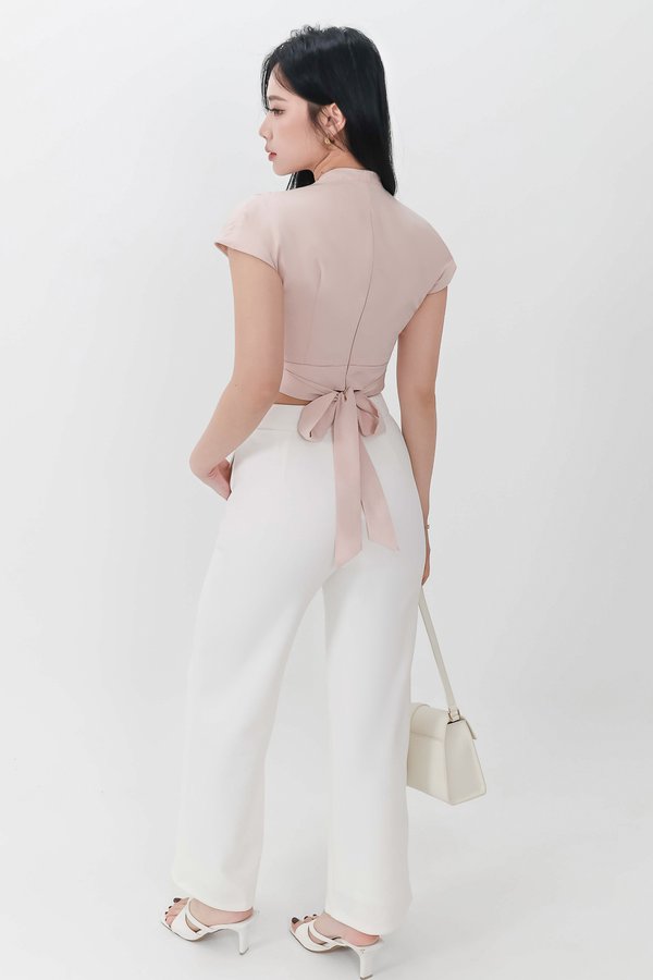 Pia Pleated Sleeved Top in Light Pink