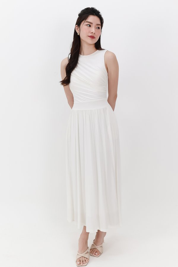 Darrie Drape Tank Dress in White