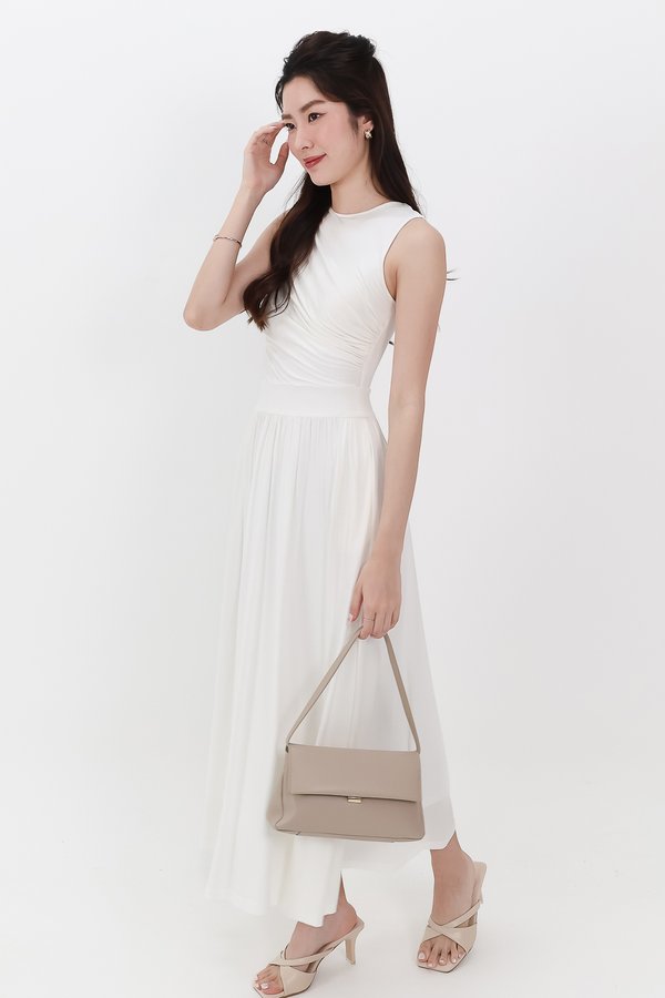 Darrie Drape Tank Dress in White