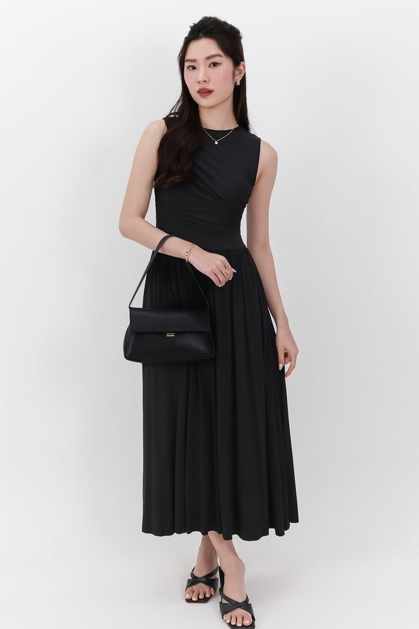 Darrie Drape Tank Dress in Black