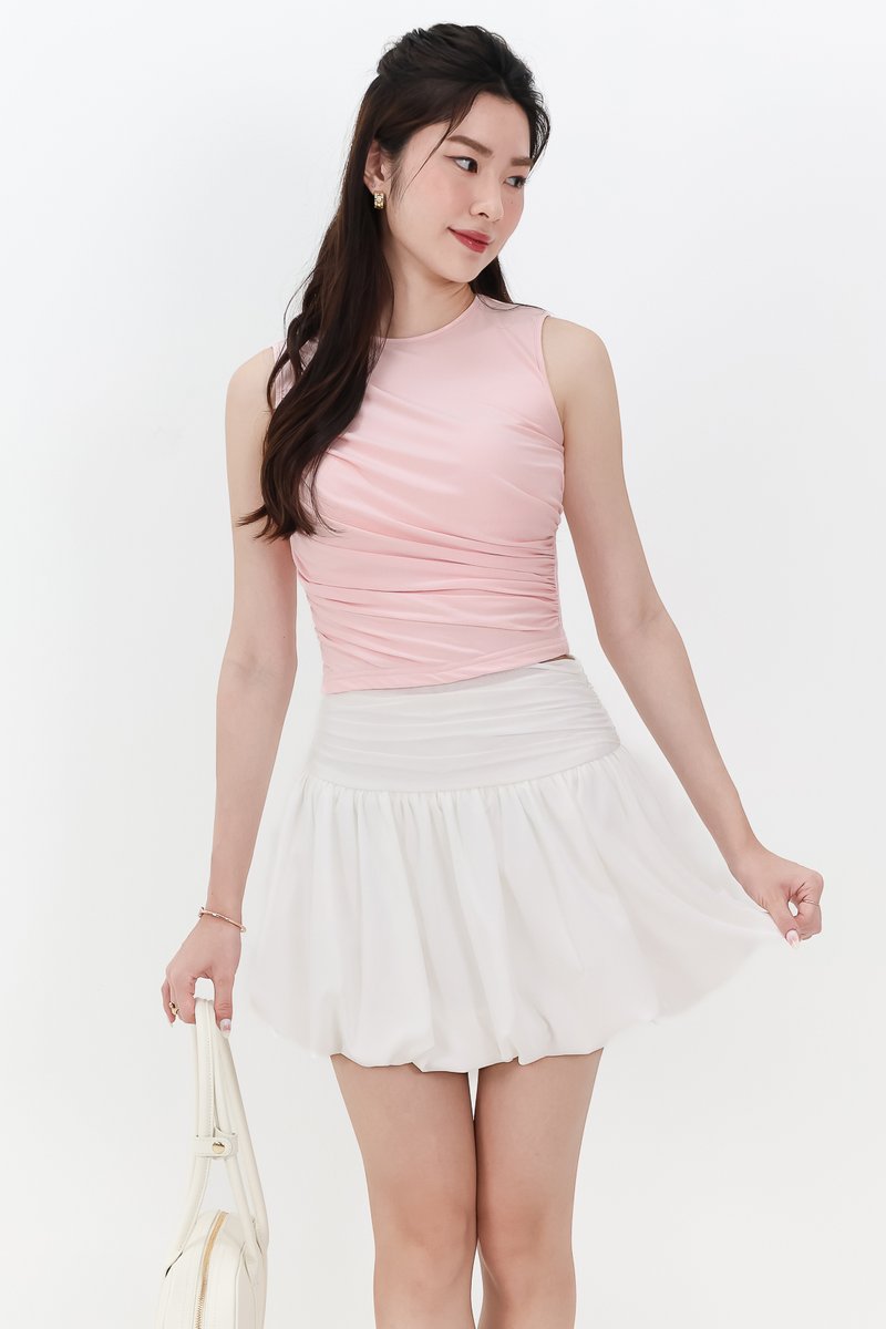 Diana Drape Padded Tank Top in Pink