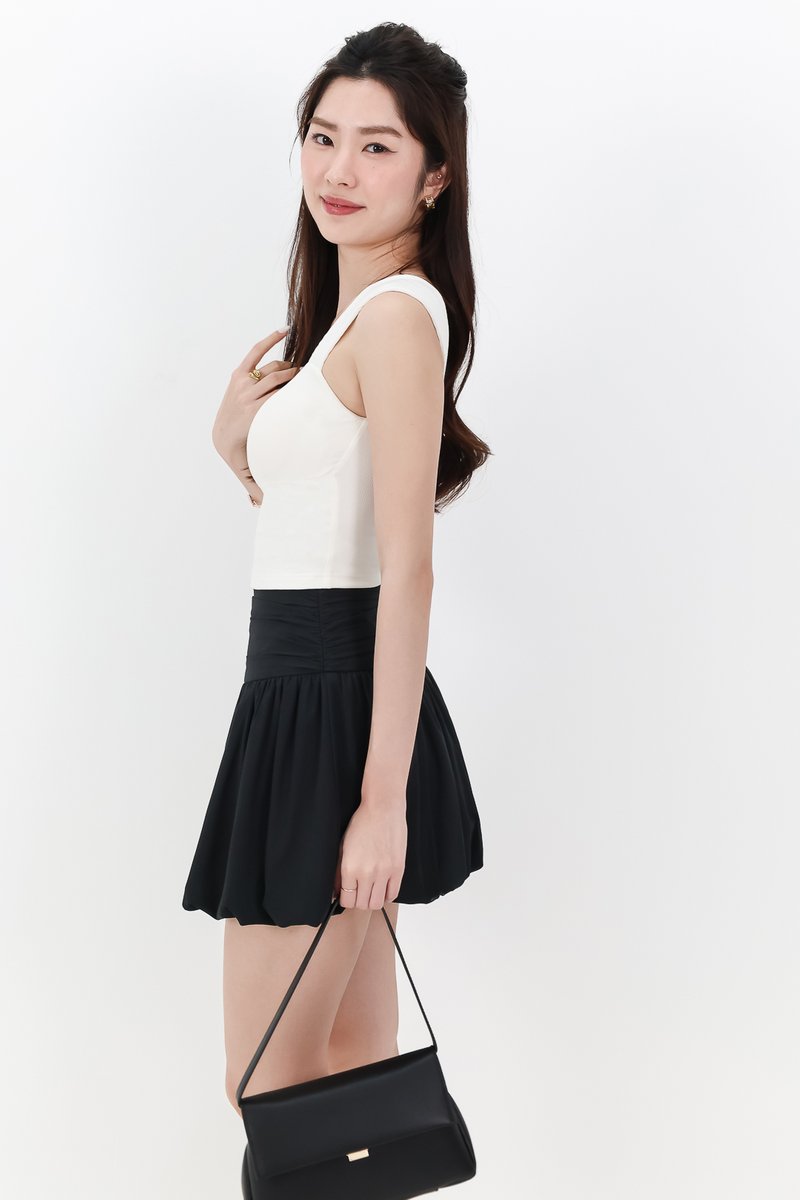 Ena Embroidery Crop Top in White