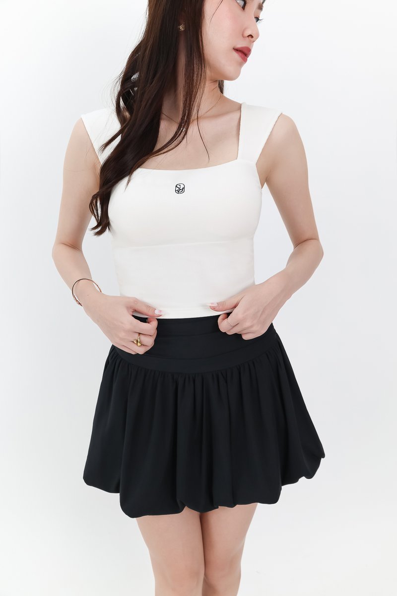 Ena Embroidery Crop Top in White