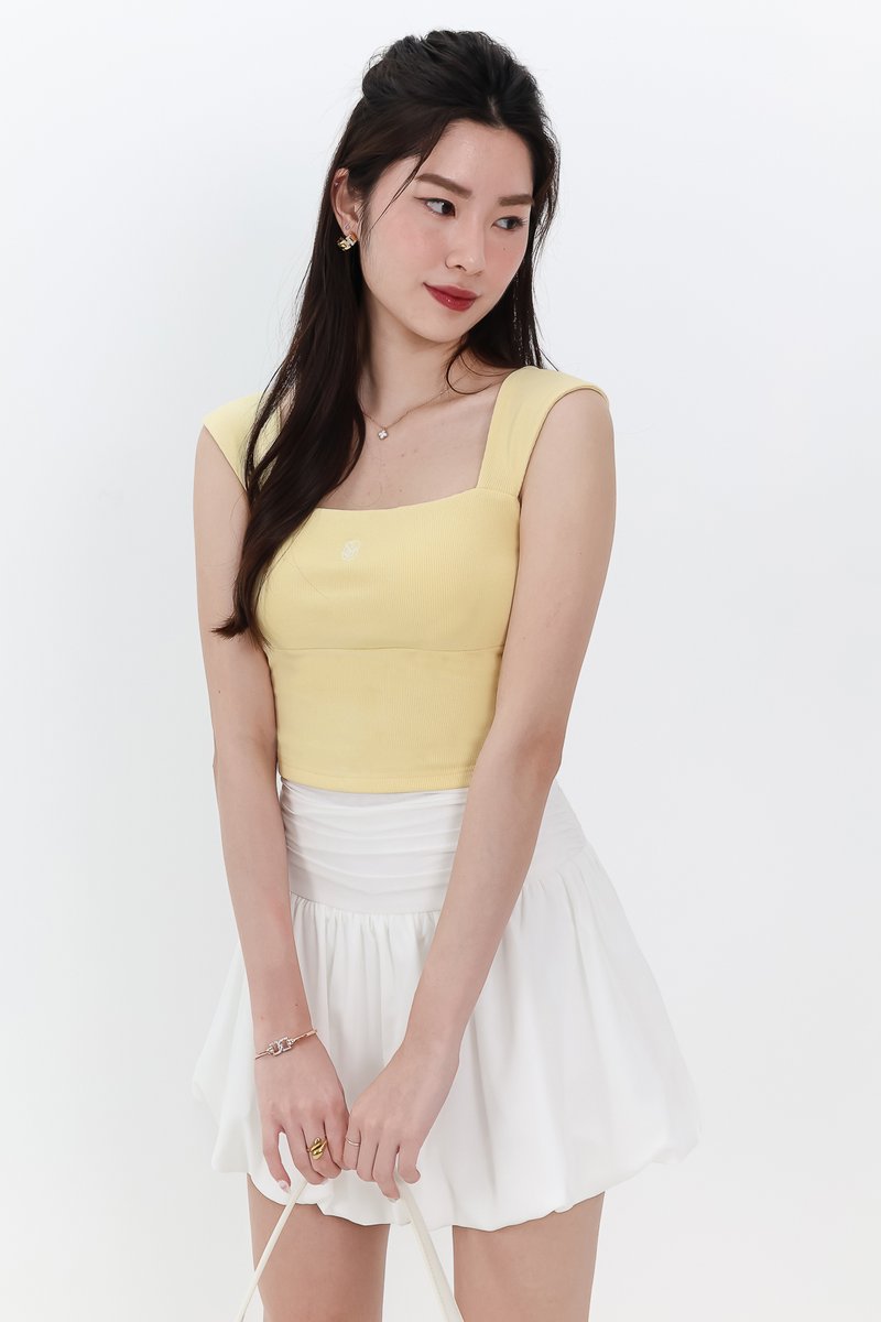 DEFECT | Ena Embroidery Crop Top in Yellow in XS