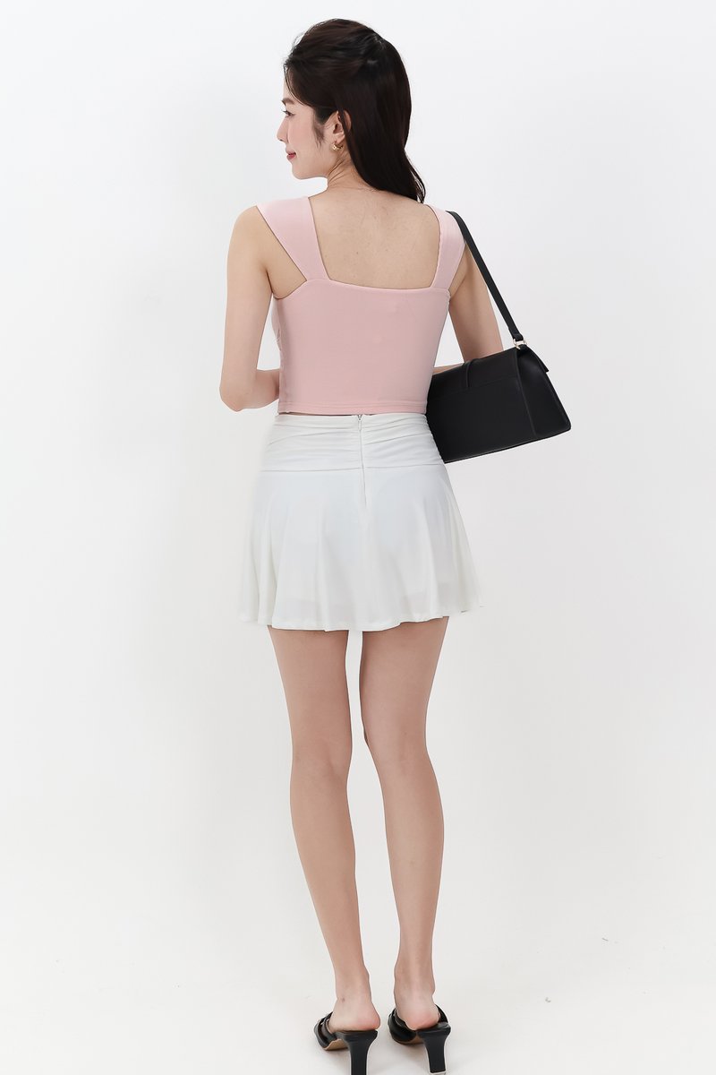 Ena Embroidery Crop Top in Light Pink