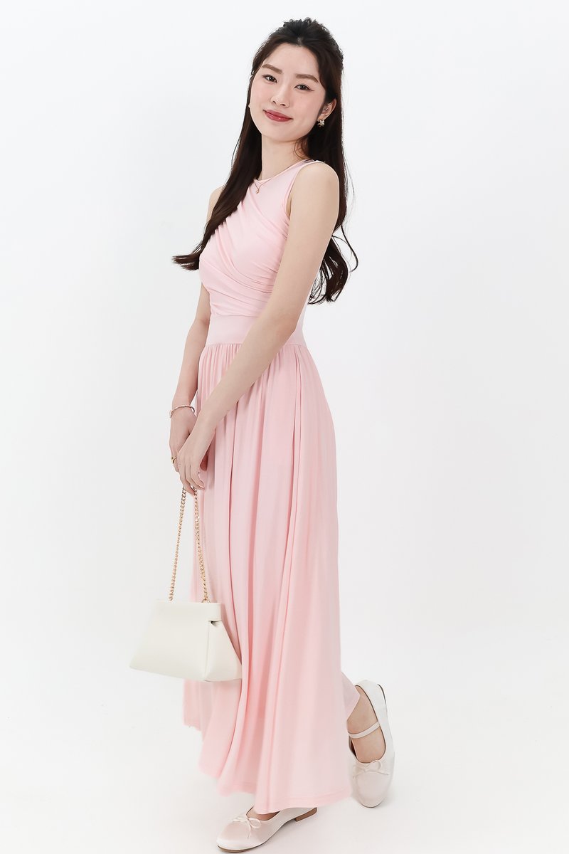 DEFECT | Darrie Drape Tank Dress in Light Pink in XS