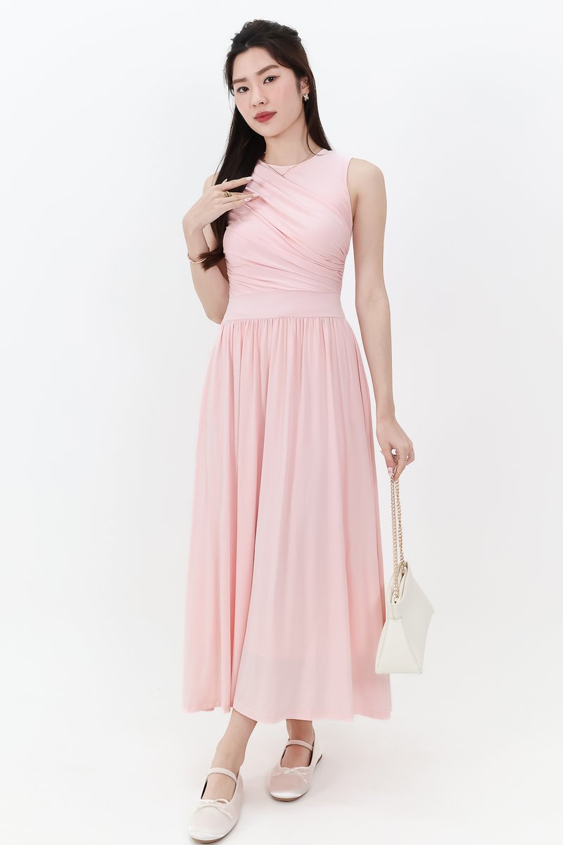 SALES EXCLUSIVE DEFECT | Darrie Drape Tank Dress in Light Pink