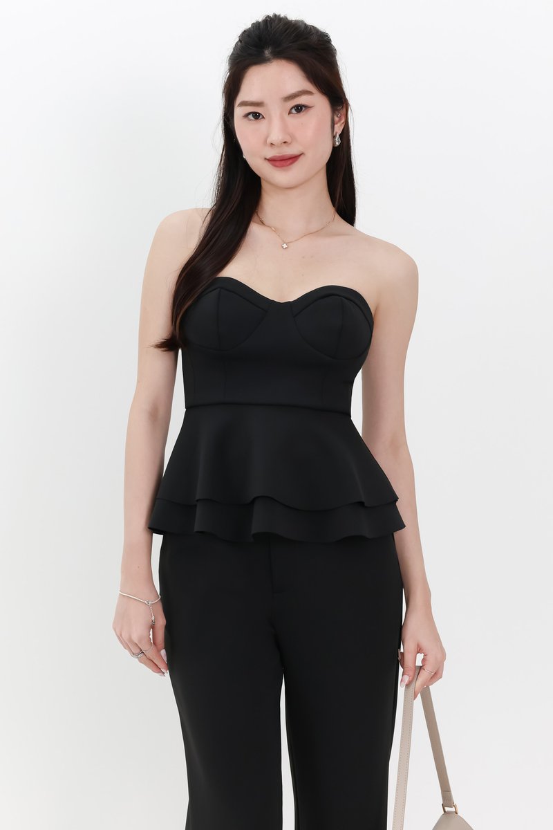 Candice Co-ord Bustier Top in Black