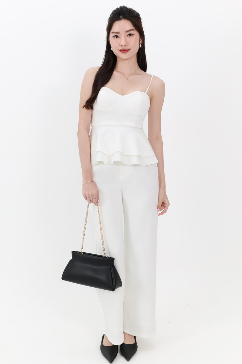 DEFECT | Candice Co-ord Straight Cut Pants in White in XL