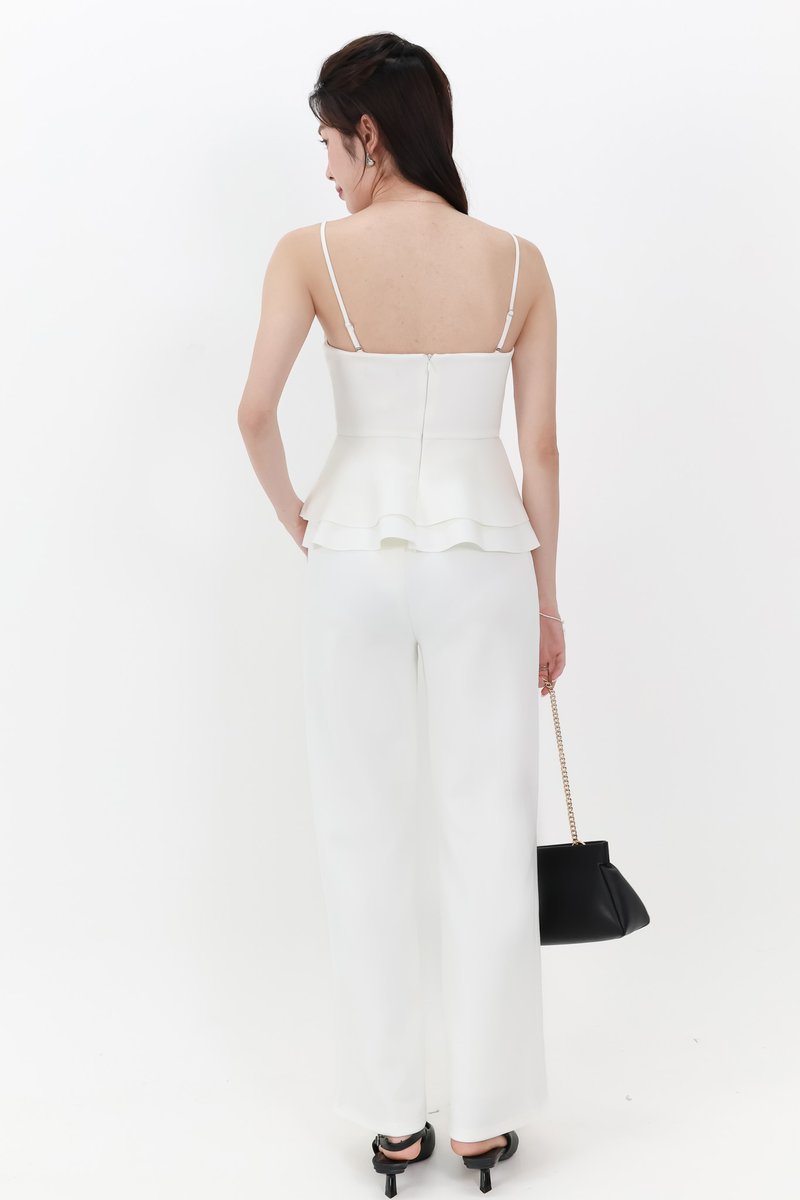 DEFECT | Candice Co-ord Straight Cut Pants in White in XL