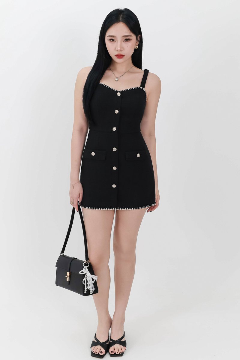 RESTOCKS | Selene Sweetheart Tweed Romper Dress in Black RESTOCKS | Selene Sweetheart Tweed Romper Dress in Black