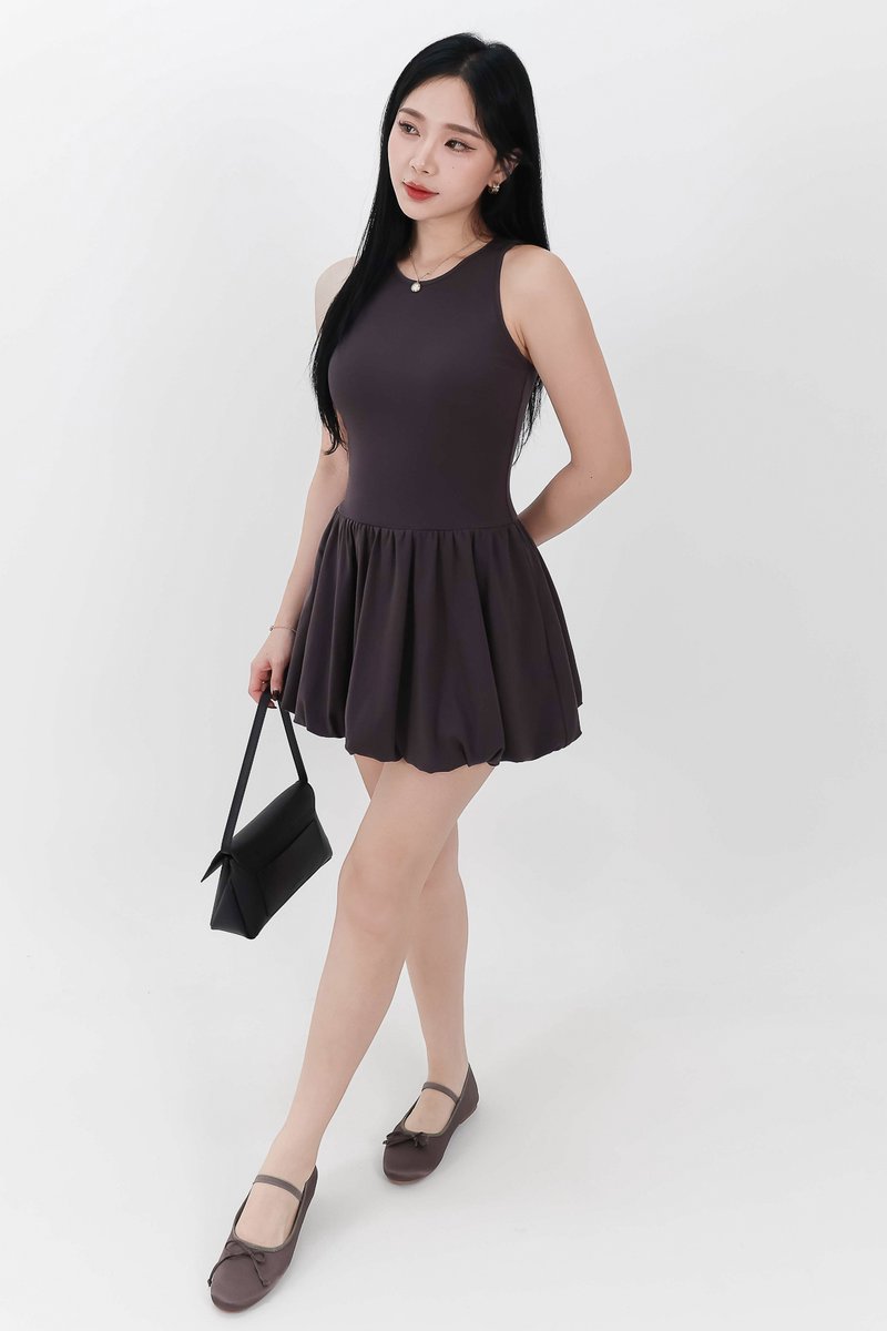 RESTOCKS | Berla Bubble Tank Romper Dress V2 in Dark Grey
