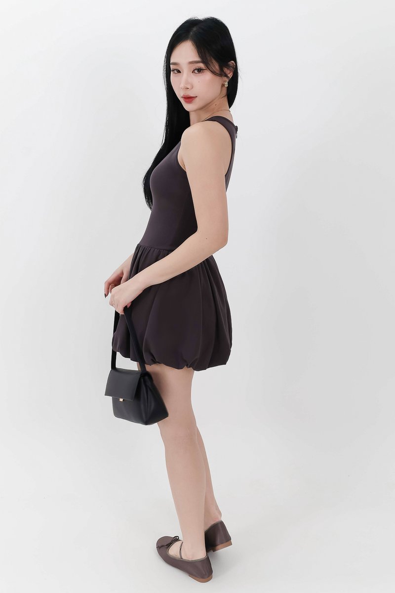 RESTOCKS | Berla Bubble Tank Romper Dress V2 in Dark Grey