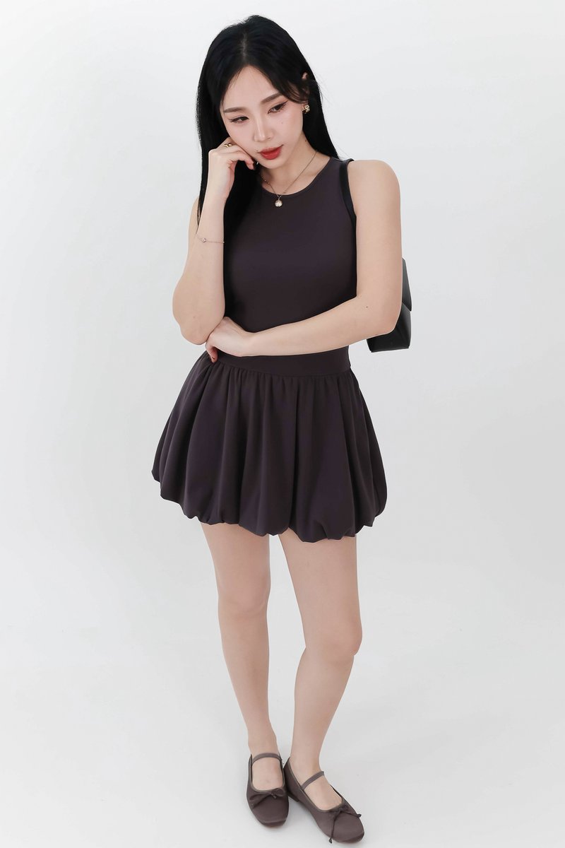 RESTOCKS | Berla Bubble Tank Romper Dress V2 in Dark Grey