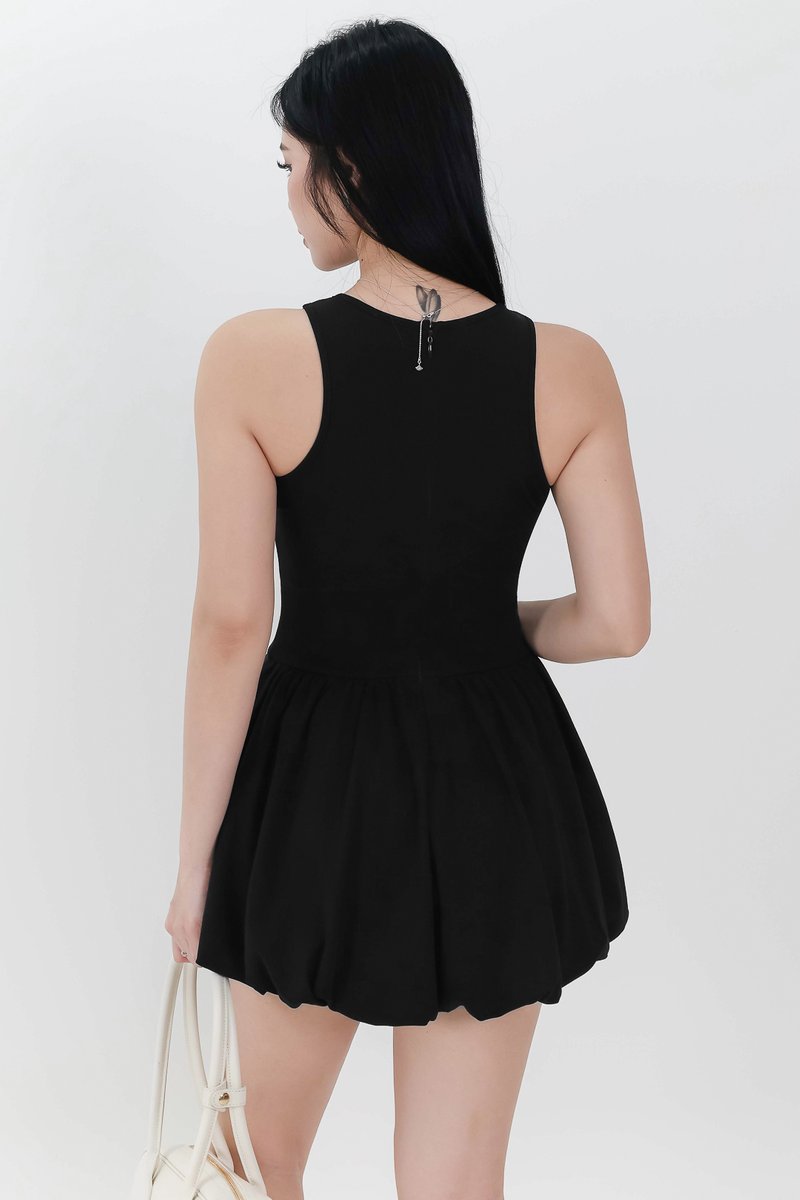 RESTOCKS | Berla Bubble Tank Romper Dress V2 in Black