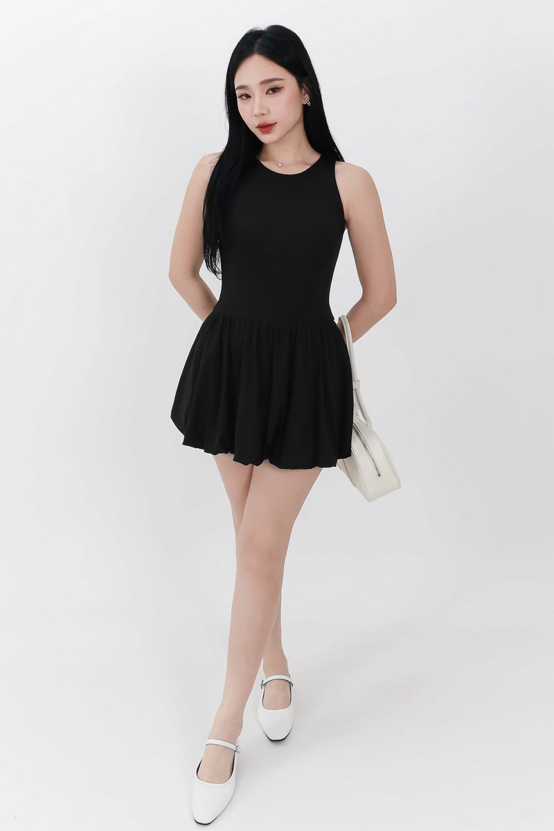 RESTOCKS | Berla Bubble Tank Romper Dress V2 in Black