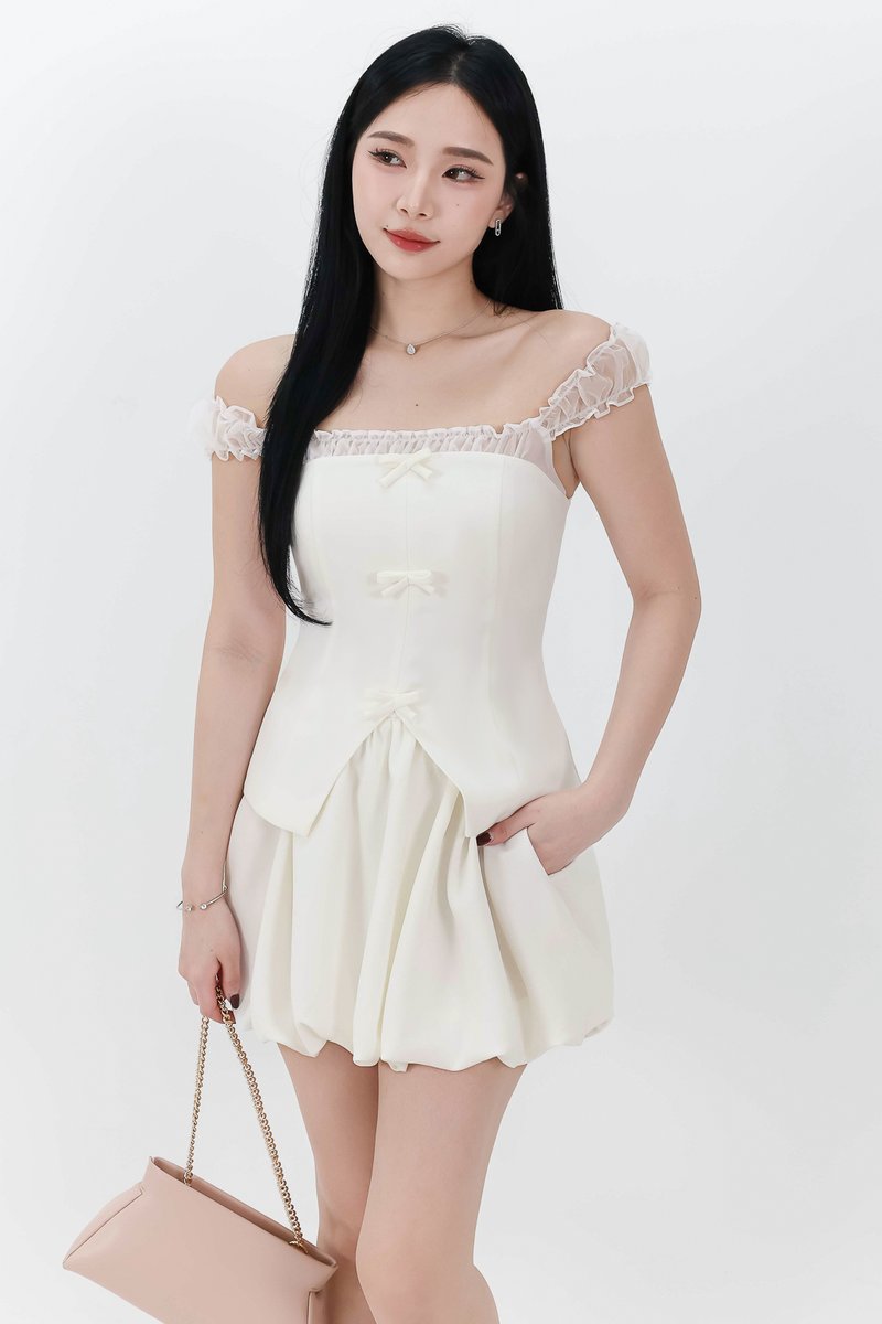 DEFECT | Cindi Co-ord Offshoulder Top in Cream White in XXS DEFECT | Cindi Co-ord Offshoulder Top in Cream White in XXS