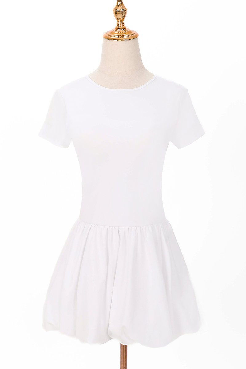 Serla Sleeved Bubble Romper Dress in White Serla Sleeved Bubble Romper Dress in White