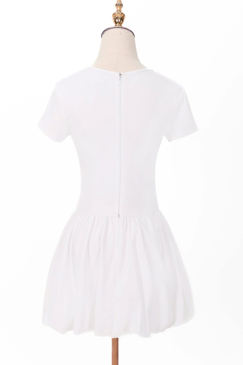 Serla Sleeved Bubble Romper Dress in White Serla Sleeved Bubble Romper Dress in White