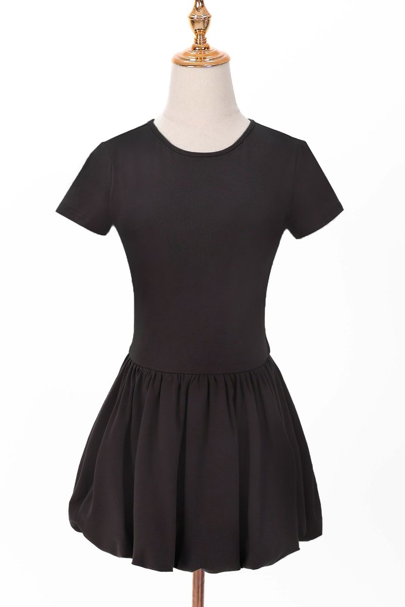 Serla Sleeved Bubble Romper Dress in Dark Grey