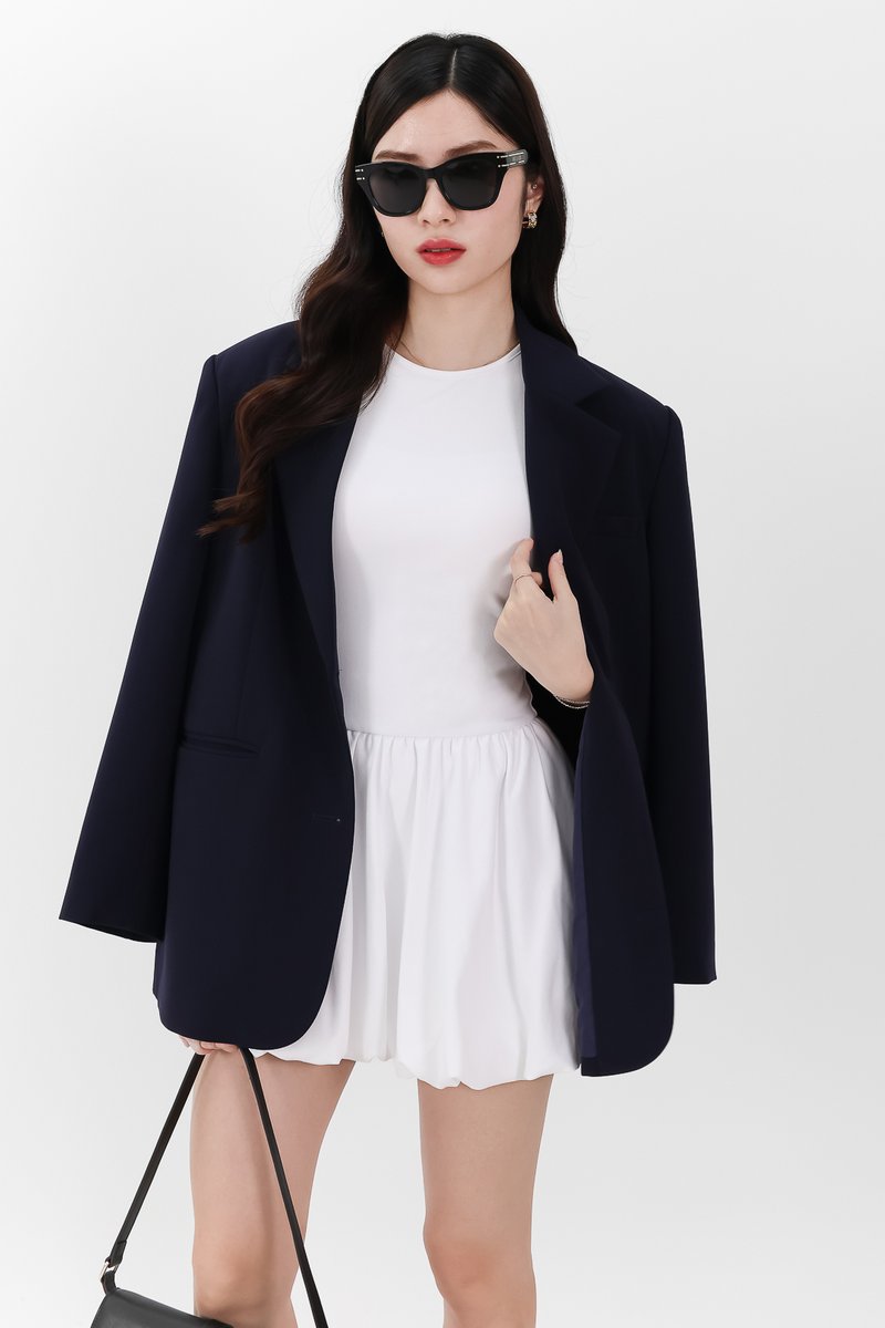 Serla Sleeved Bubble Romper Dress in White Serla Sleeved Bubble Romper Dress in White