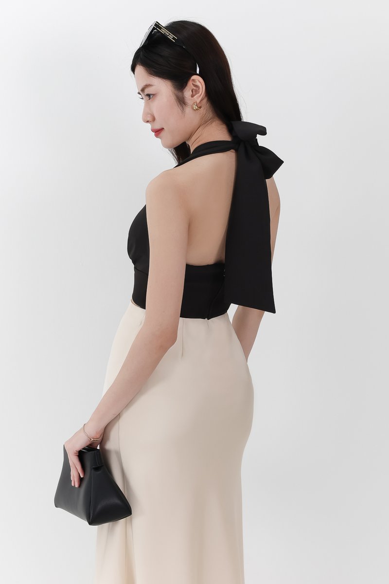 Trea Tie Front Top in Black