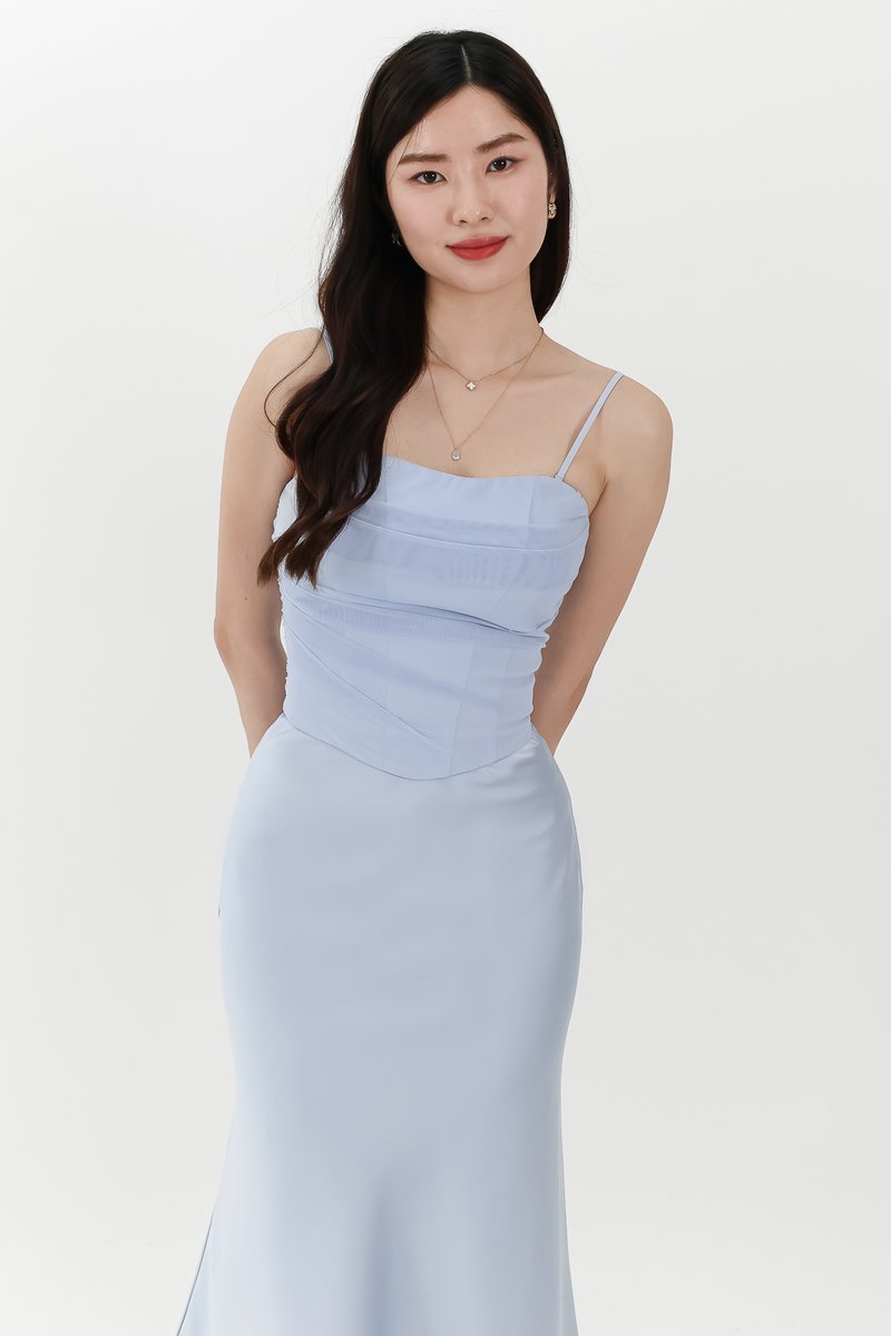 Chelsea Co-ord Mesh Top in Light Blue