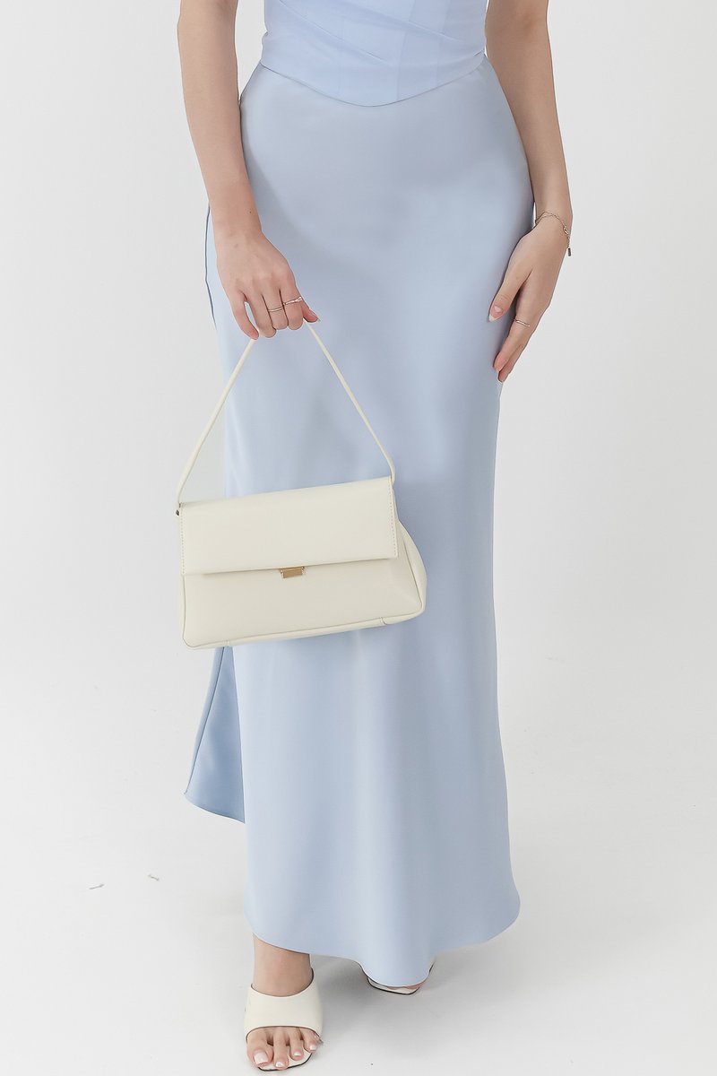DEFECT | Chelsea Co-ord Satin Skirt in Light Blue ( Regular Length ) in XXS