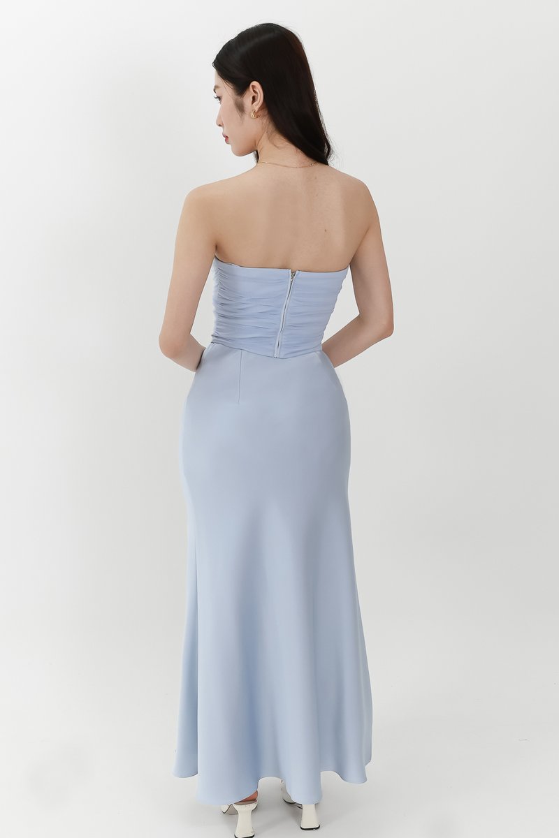 DEFECT | Chelsea Co-ord Satin Skirt in Light Blue ( Regular Length ) in XXS
