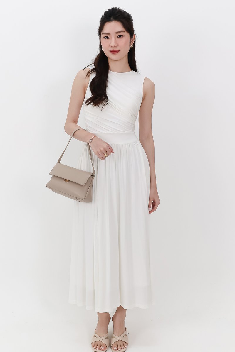 DEFECT | Darrie Drape Tank Dress in White in S