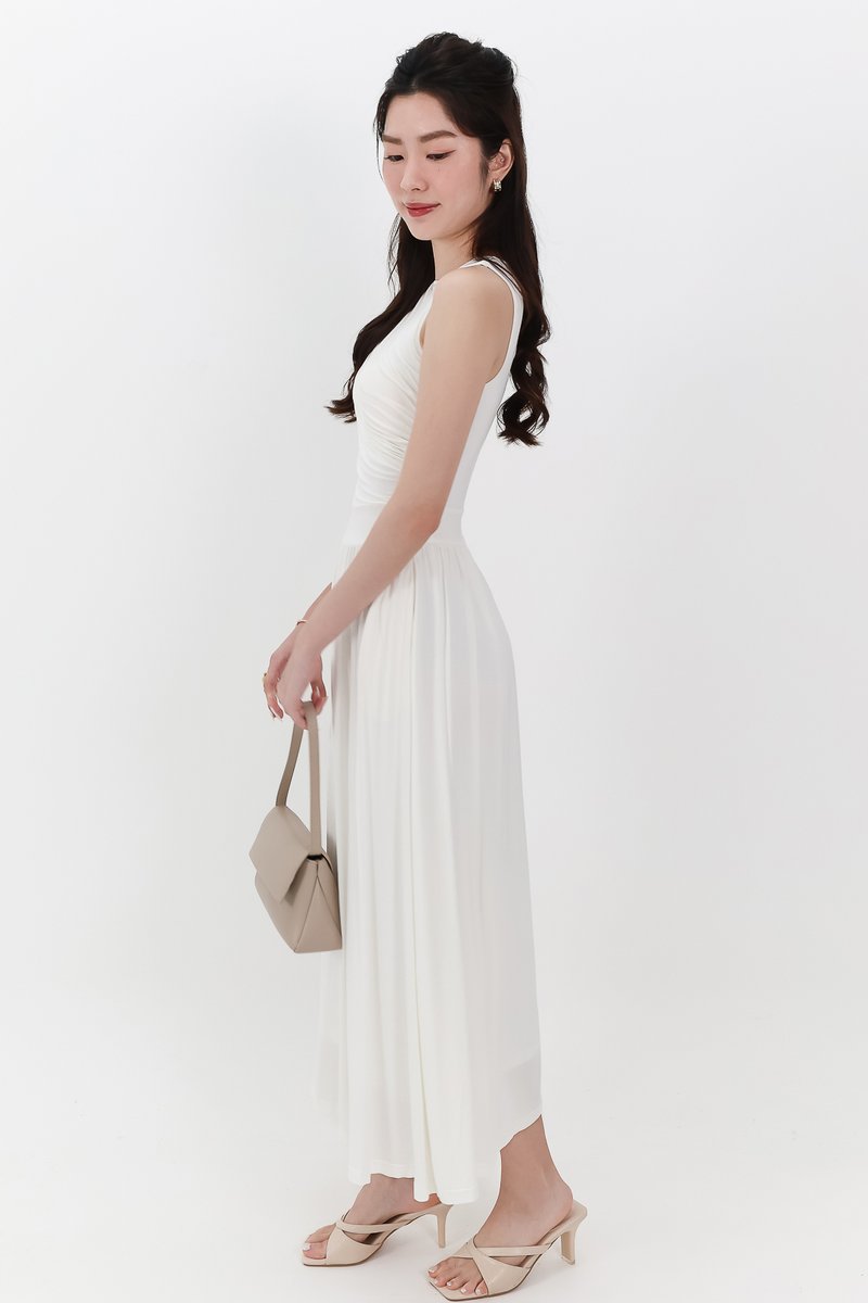 Darrie Drape Tank Dress in White