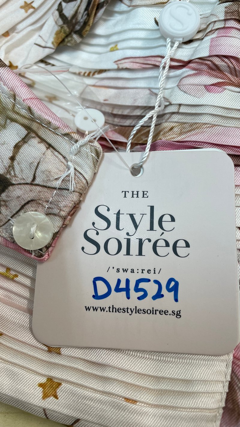 DEFECT | Prissia Pleated Halter Top in Pink Butterfly in XS & S DEFECT | Prissia Pleated Halter Top in Pink Butterfly in XS & S