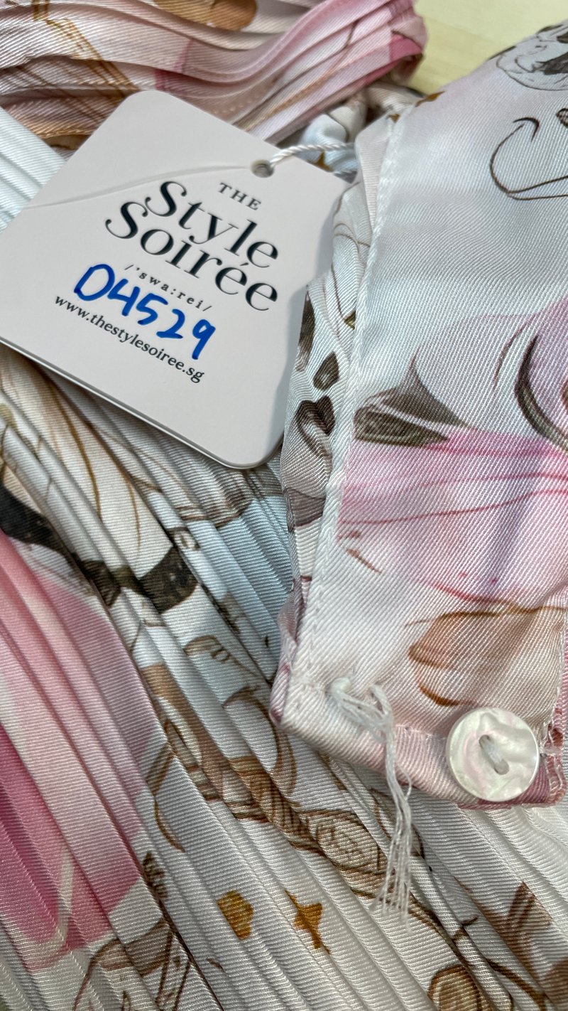 DEFECT | Prissia Pleated Halter Top in Pink Butterfly in XS & S DEFECT | Prissia Pleated Halter Top in Pink Butterfly in XS & S