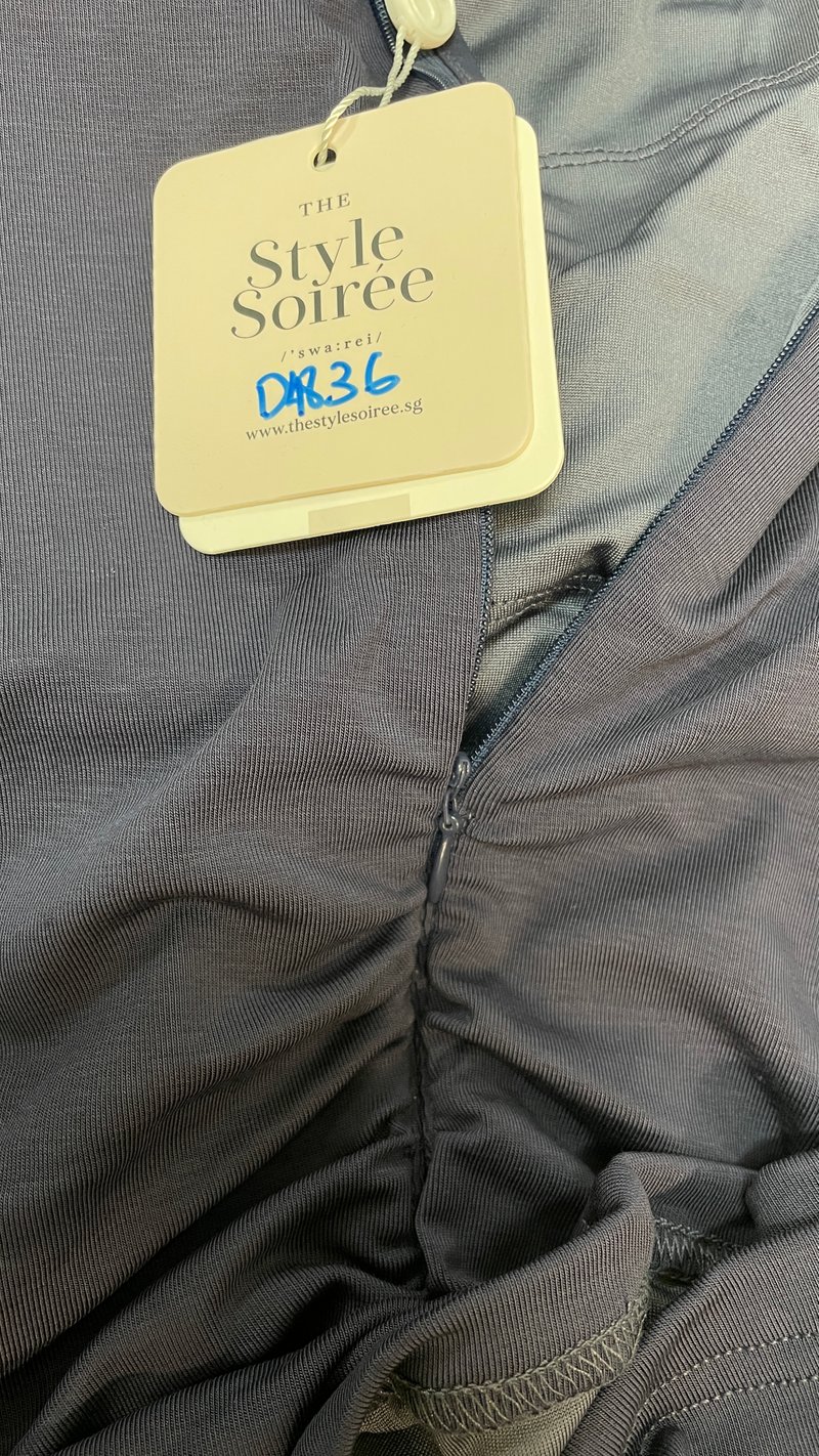 DEFECT | Taelia Tee Ruched Dress in Steel Blue in M DEFECT | Taelia Tee Ruched Dress in Steel Blue in M