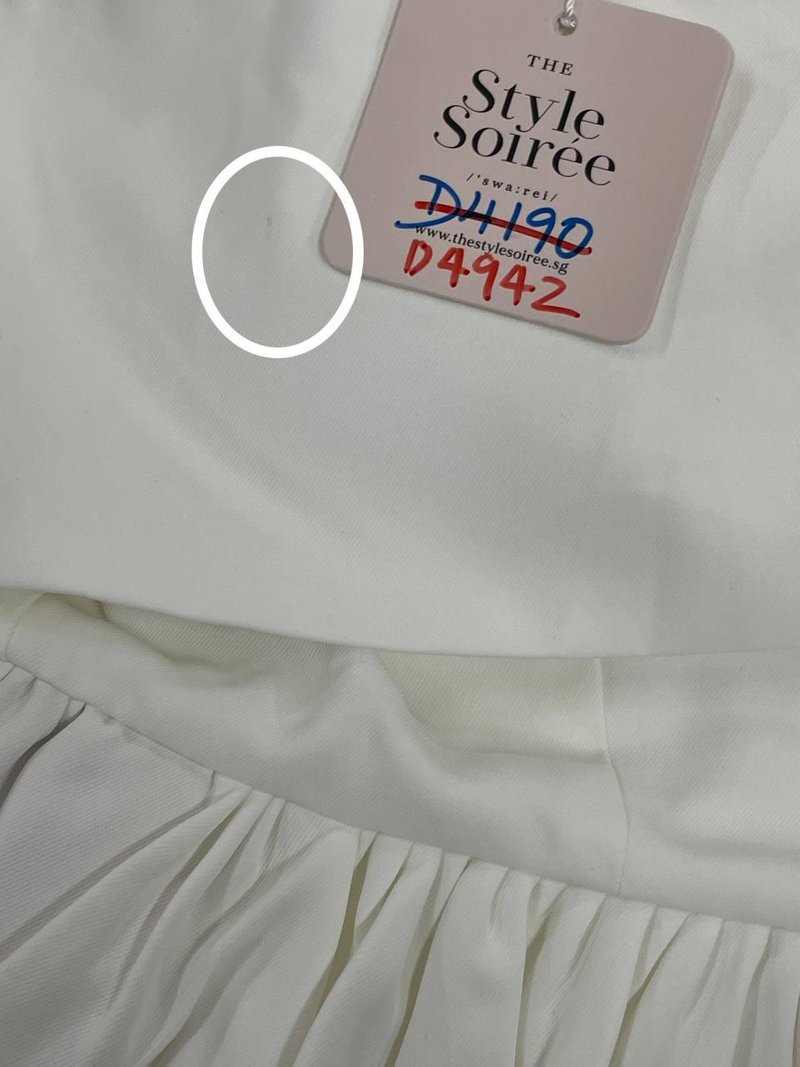 DEFECT | Rina Ribbon Romper Dress in White in XL DEFECT | Rina Ribbon Romper Dress in White in XL