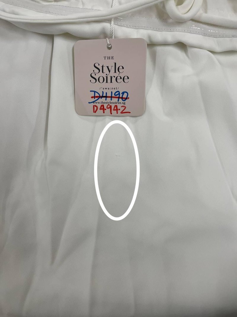 DEFECT | Rina Ribbon Romper Dress in White in XL DEFECT | Rina Ribbon Romper Dress in White in XL