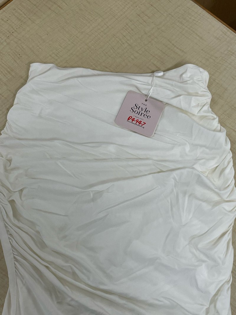 DEFECT | Raquel Ruched Co-ord Skirt in White in XS