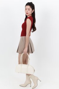 Rene Ruched Tee in Dark Red